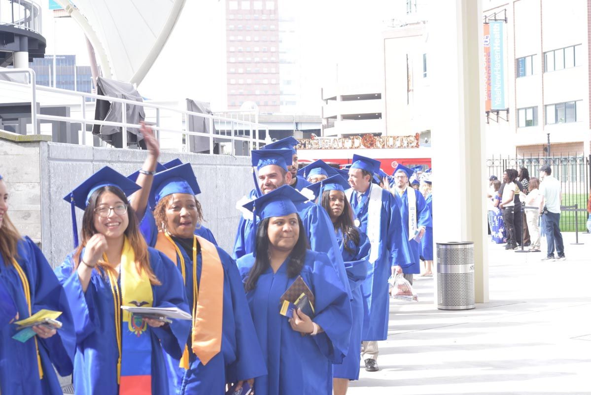 Students lined up during commencement